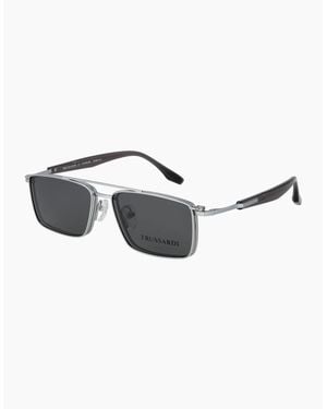 Trussardi Optical Frame Tsm1047Gt 03A 54 & Sunglasses Clip Tsm1047Gt 03Ag 54 - Metallic