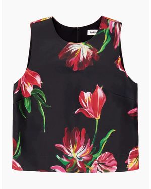 Ro&zo Hand Painted Tulip Shell Top - Red