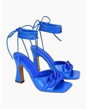 XY London Ladies Rhegan Chain Detail Lace Up High Heels - Blue