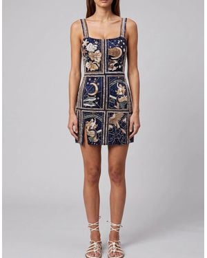 Oceanus Talia Hand Beaded Multi-Coloured Crystal Party Dress - White