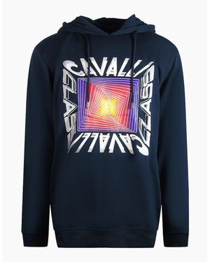 Roberto Cavalli Cavalli Class Asymmetric Box Design Hoodie - Blue