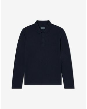 Oliver Sweeney Long Sleeve Cotton Pique Polo Shirt - Blue