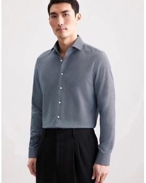 Seidensticker Slim Fit No Iron Spread Kent Pepita Business Shirt Dark - Blue