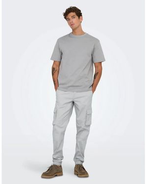 ONLY Solid Patterned Straight Cargo Trousers - Grey