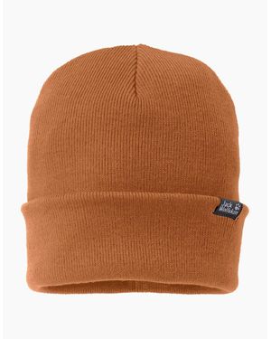 Jack Wolfskin Ribbed Fine Knit Cuffed Beanie Hat - Brown