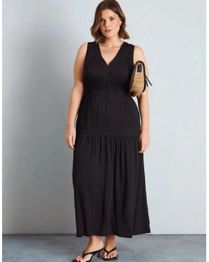 Live Unlimited London Tiered Sleeveless Maxi Dress - Black