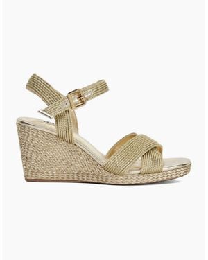 Dune Kolden Braid Textured Wedge Sandals - Metallic