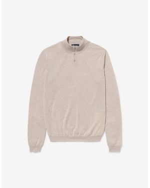 Oliver Sweeney Merino Wool Buttoned Funnel-Neck Jumper - White