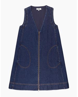Ro&zo Zip-Front Denim Swing Mini Dress - Blue