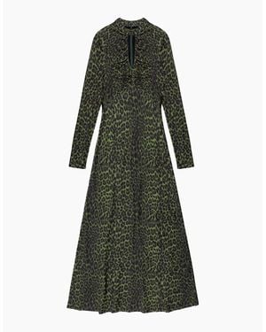 Ro&zo Petite Animal Print Keyhole Dress - Green