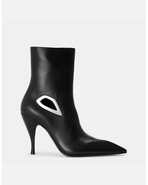 Off-White c/o Virgil Abloh Crescent Almond Toe Ankle Stiletto Heel Boots - Black