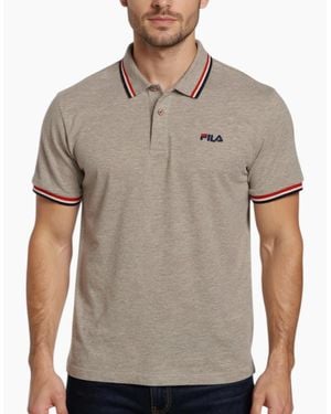 Fila Polo Shirt Short Sleeve Casual Summer Tee Cotton Jersey Sports Golf - Grey