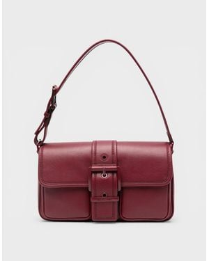 Michael Kors Colby Leather Shoulder Bag Dark Cherry - Purple