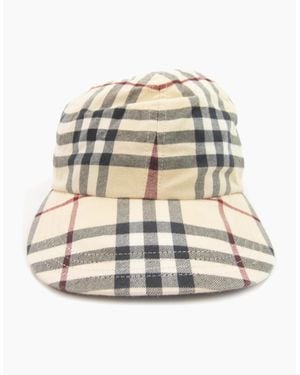 Burberry Check Cotton Baseball Cap Stone - Natural