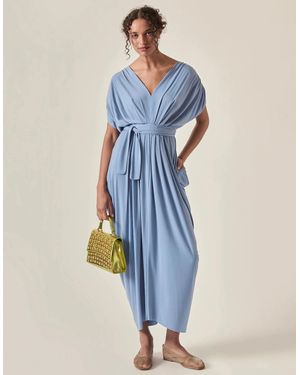 James Lakeland Draped Open-Back Midi Dress – Powder - Blue