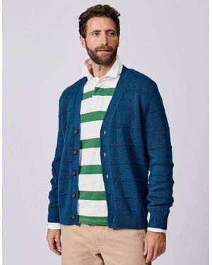 aubi Rainham Cotton Stitch Detail Cardigan - Blue