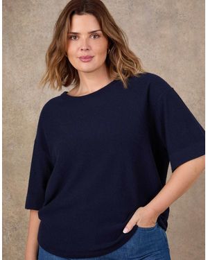 Live Unlimited London Short Sleeve Knitted Jumper With Cashmere - Blue