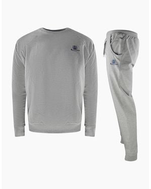 Aquascutum Small Iconic Crest Crew Neck Tracksuit Set - Grey