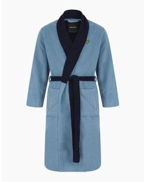Lyle & Scott Shawl Neck Long Sleeve Robe - Blue