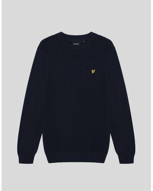Lyle & Scott Waffle Crew Neck Jumper - Blue