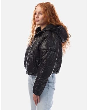 DKNY Crosswalk-Print Cropped Hooded Jacket - Blue