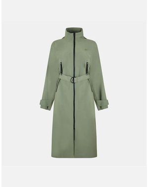Lacoste High Neck Relaxed Fit Trench Coat - Green