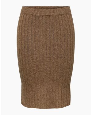 Pieces Cava Hw Skirt - Brown