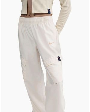 Nike Trend Solid Patterned Wide Leg Cargo Trousers - White