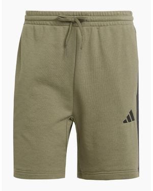 adidas 3 Stripe Fleece Shorts - Green