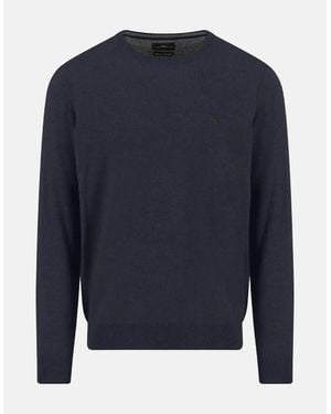 Fynch-Hatton Merino Wool Cashmere Crewneck Knit - Blue