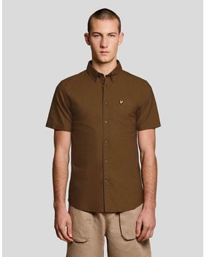 Lyle & Scott Short Sleeve Oxford Shirt - Brown