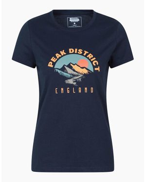 Mountain Warehouse Ladies Peak District Mountain Scene T-Shirt - Blue