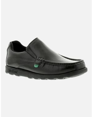 Kickers Shoes Work School Fragma Slip 3 Am Leather Slip On Uk Size - Black