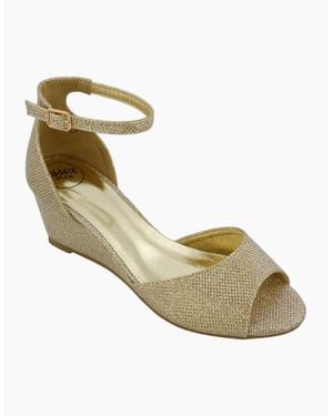 XY London Ladies Lottie Peep Toe Wedge Sandals - Metallic