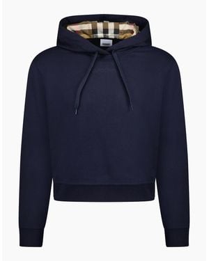 Burberry 'Talley' Embroidery Logo Check Hooded Sweatshirt - Blue