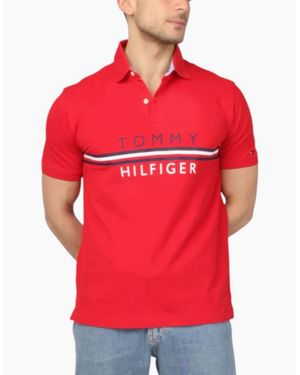 Tommy Hilfiger Polo T Shirts Casual Cotton - Red