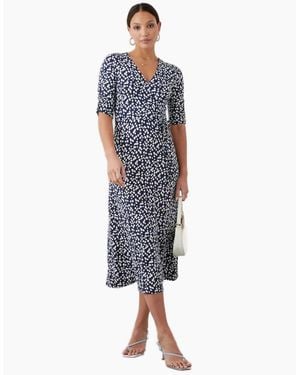 Dorothy Perkins Ladies Spotted Wrap Midi Dress - Blue
