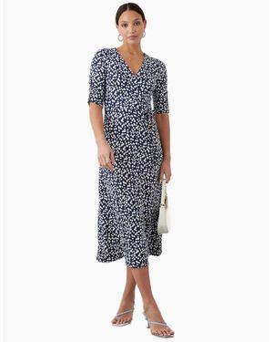 Dorothy Perkins Ladies Spotted Wrap Midi Dress - Blue