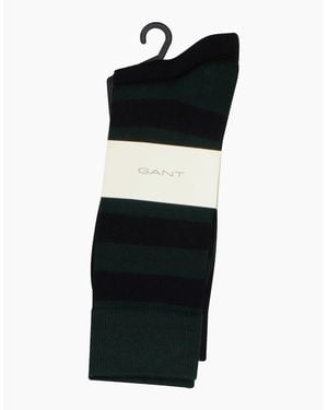 GANT 2-Pack Barstripe & Solid Socks - Black