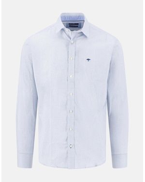 Fynch-Hatton Essential Premium Print Kent Collar Shirt Harbour - Blue