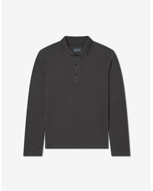 Oliver Sweeney Long Sleeve Cotton Pique Polo Shirt - Black