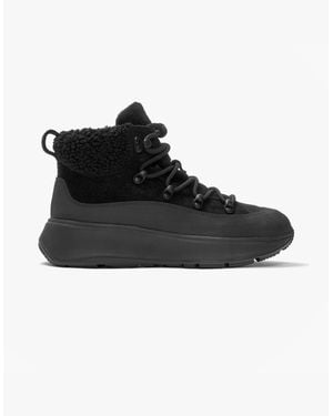Fitflop F-Mode Teddy-Collar Warm Suede Suede Booties All - Black