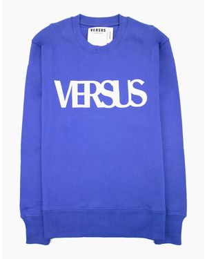 Versus Versace Versus Logo Printed Crew Neck Sweatshirt Royal - Blue