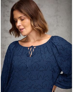 Live Unlimited London Star Embellished Top - Blue