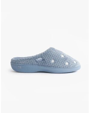 Totes Isotoner Popcorn Terry Mule Slippers Iris Star - Blue
