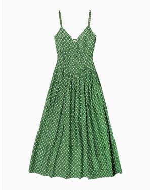 Ro&zo Petite Fan Print Beaded Strap Dress - Green
