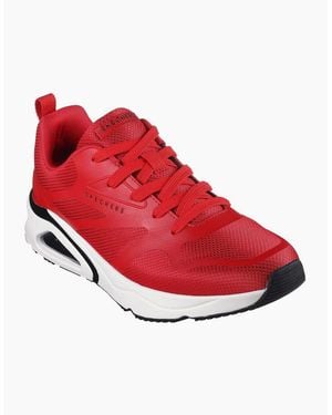Skechers Mesh Print Overlay Low Top Trainers - Red