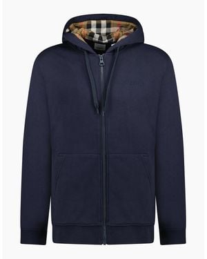 Burberry 'Hove' Check Hoodie - Blue