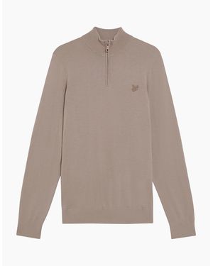 Lyle & Scott Lyle & Scott Tonal Merino Quarter Zip Jumper - Natural