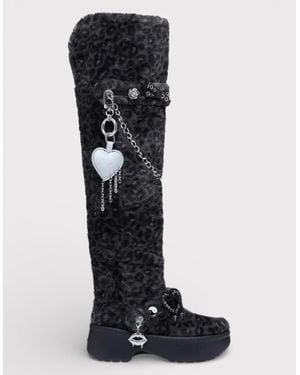 Crocs™ Classic Unfurgettable Knee High Boot Leopard - Black